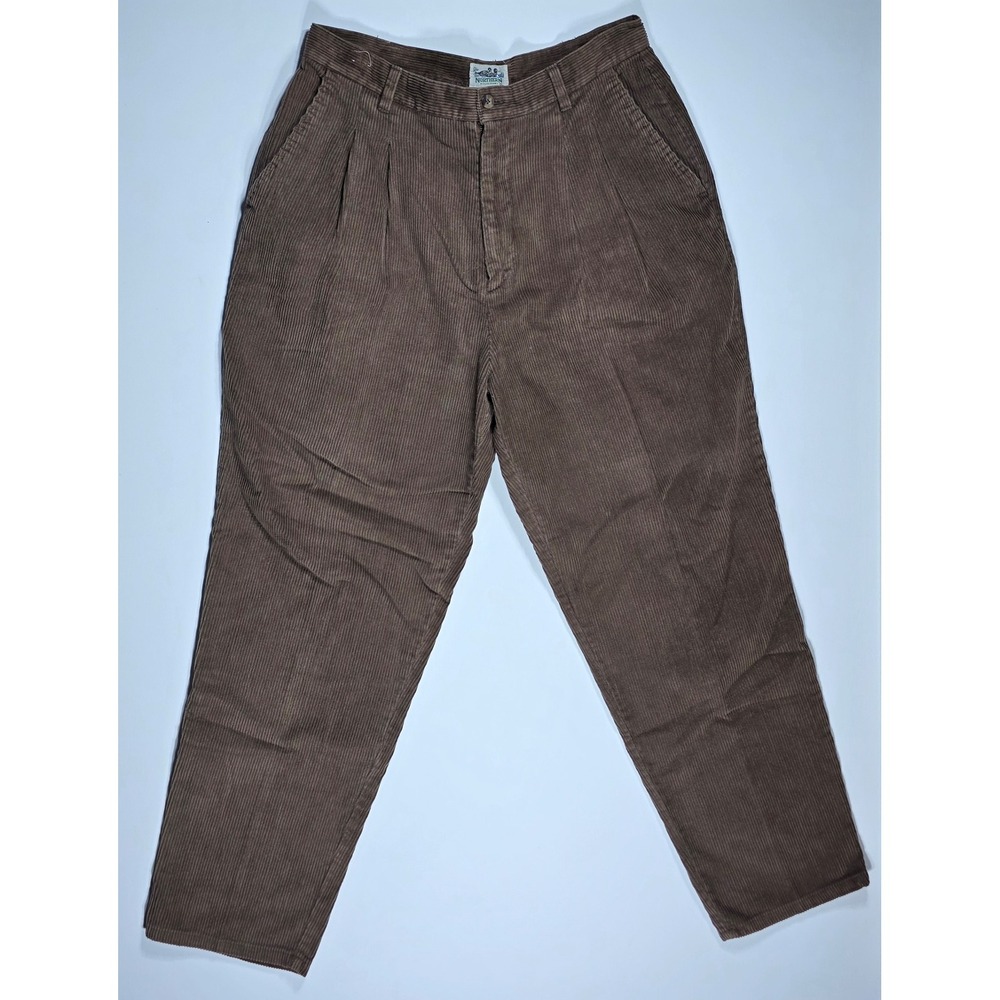 Northern Reflections Brown Corduroy Pleated Pants High Rise Tapered Size 15/16